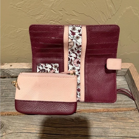 Vera Bradley Blush Pink and Burgundy Wallet Set - Picture 5 of 5